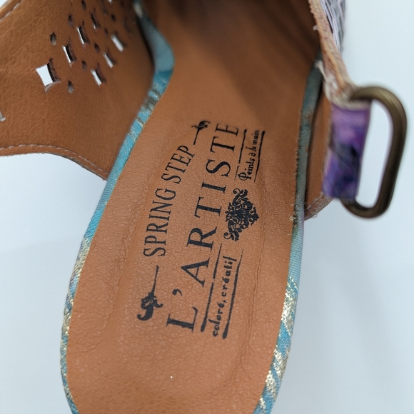 L'artiste Lovella Tidye Floral Sandals 36 Purple Boho Peep Toe Hippie Fairycore - Picture 3 of 12